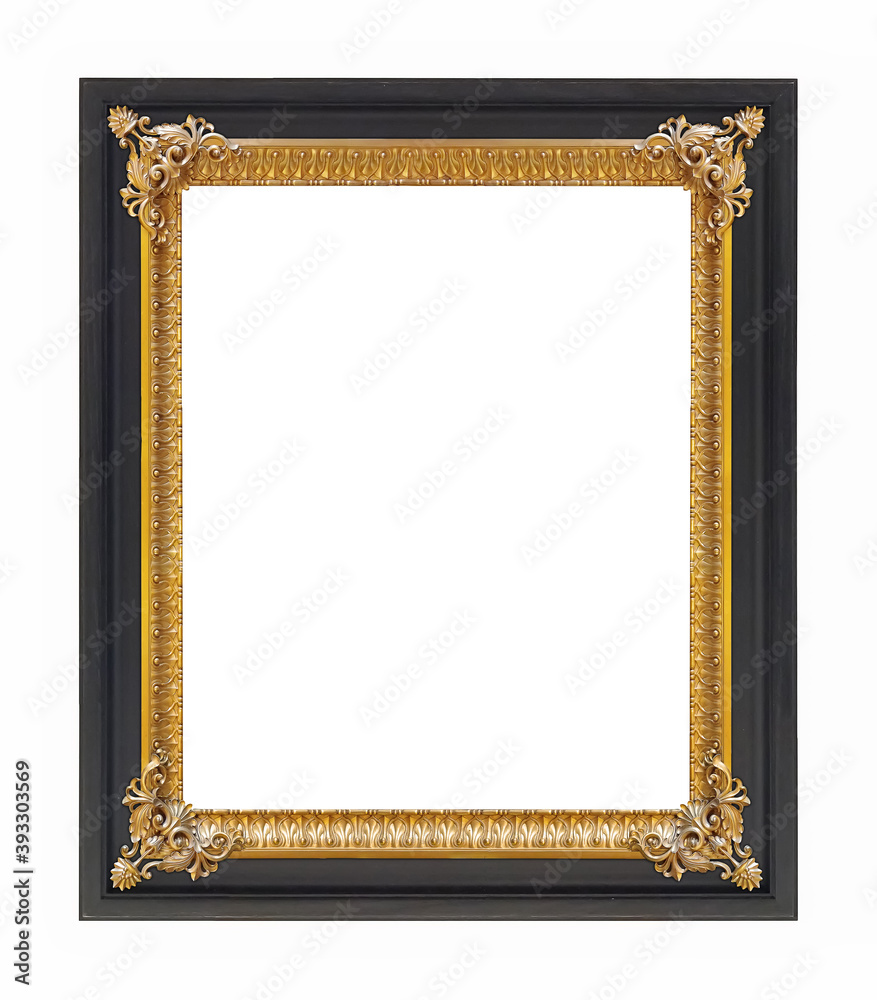 Wall mural wooden frame for paintings, mirrors or photo isolated on white background