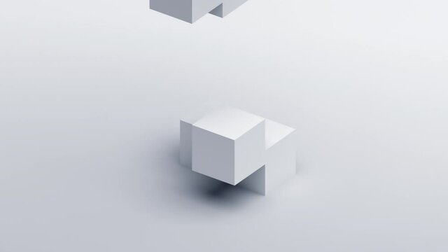 Abstract 3d render, geometric background with white cubes, modern animation, motion design, 4k seamless looped video