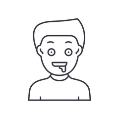 Crazy icon, linear isolated illustration, thin line vector, web design sign, outline concept symbol with editable stroke on white background.