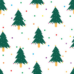 Seamless pattern with cartoon christmas tree. for fabric print, textile, gift wrapping paper. colorful vector for kids, flat style