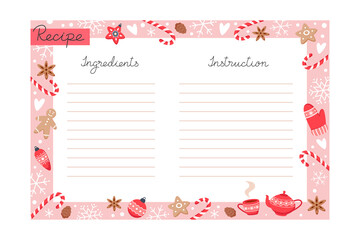 Christmas holiday baking recipe template with ingredients and instructions