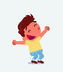  Euphoric cartoon character of little boy on jeans.