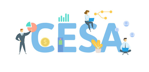 CESA, Coverdell Education Savings Account. Concept with keywords, people and icons. Flat vector illustration. Isolated on white background.