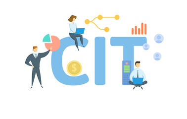 CIT, Corporate Income Tax. Concept with keywords, people and icons. Flat vector illustration. Isolated on white background. - obrazy, fototapety, plakaty