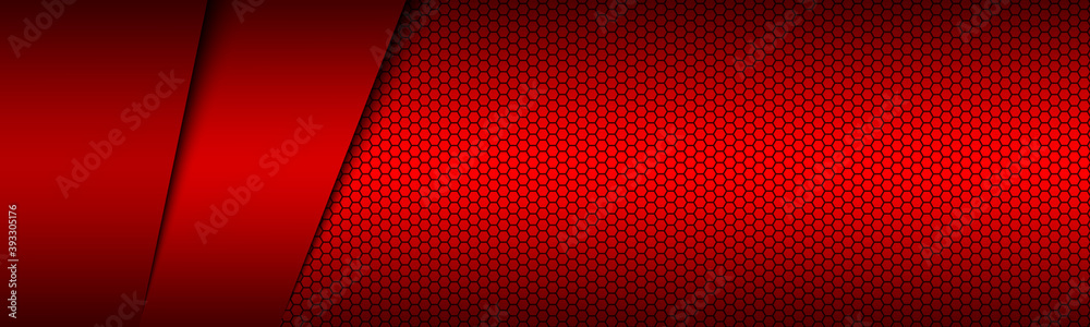 Wall mural red modern material header with polygoal grid. corporate banner for your business. vector abstract w