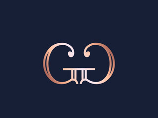 GG monogram logo. Letter g typographic icon.Decorative lettering sign.Alphabet initials isolated on dark background.Modern,elegant,luxury style characters for company branding.