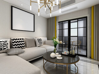 clean and tidy modern living room design, entrance with shoe cabinet, sofa, TV, table, leisure chair and other facilities