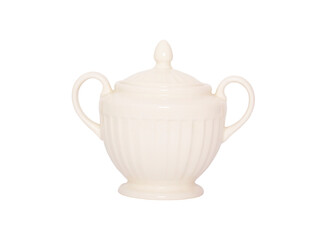 white insulated sugar bowl