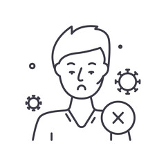 Covid person icon, linear isolated illustration, thin line vector, web design sign, outline concept symbol with editable stroke on white background.