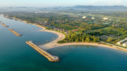Naklejka premium Aerial drone bird's eye view photo from famous beach of Bo-it beach of Songkhla Thailand on nice day background. 