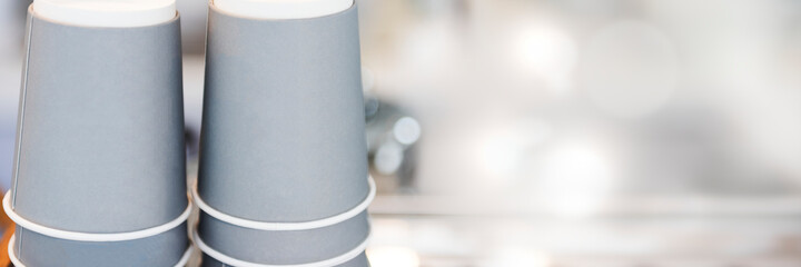 Paper cup mockup website banner template