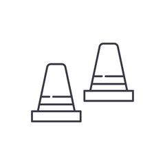 Construction road works icon, linear isolated illustration, thin line vector, web design sign, outline concept symbol with editable stroke on white background.