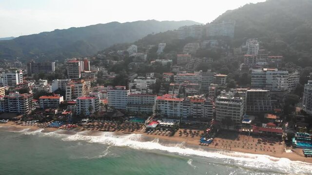 Drone moving on the ocean beach