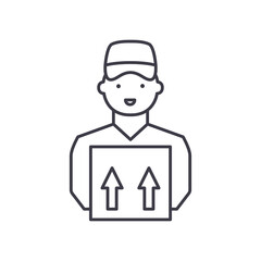 Courier icon, linear isolated illustration, thin line vector, web design sign, outline concept symbol with editable stroke on white background.