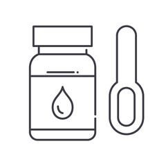 Cough syrup icon, linear isolated illustration, thin line vector, web design sign, outline concept symbol with editable stroke on white background.