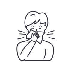 Cough icon, linear isolated illustration, thin line vector, web design sign, outline concept symbol with editable stroke on white background.