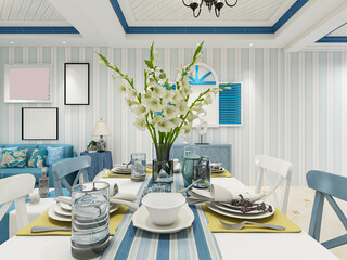 spacious dining room design next to the modern kitchen, with a beautiful dining table and greenery