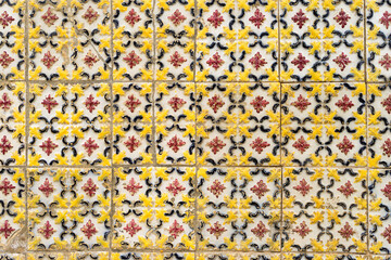 Portuguese ceramic red yellow tiles