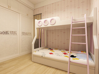 elegant and modern bedroom design, big bed with overcoat cabinet