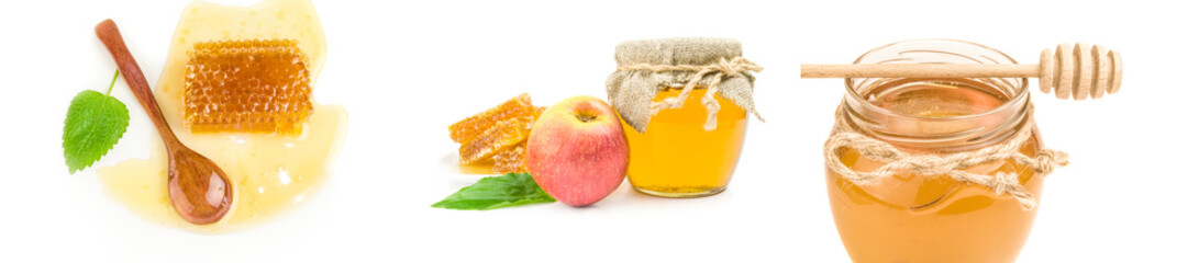 Group of honey isolated on a white background