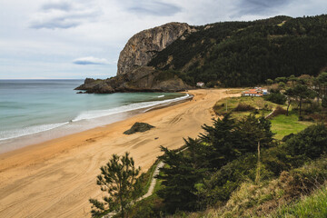 Laga's beach in Basque Country during a cloudy day in autumn