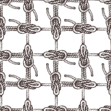 Vector seamless background of drawn sea knots
