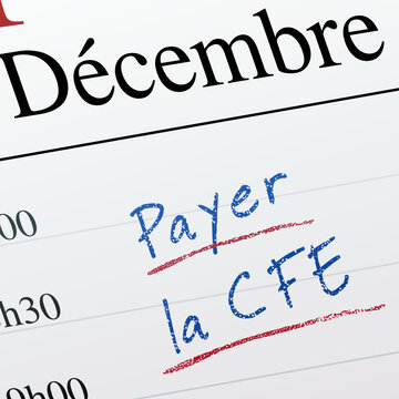 Page d'agenda pour payer la CFE (contribution fonci&egrave;re des entreprises) au mois de d&eacute;cembre	