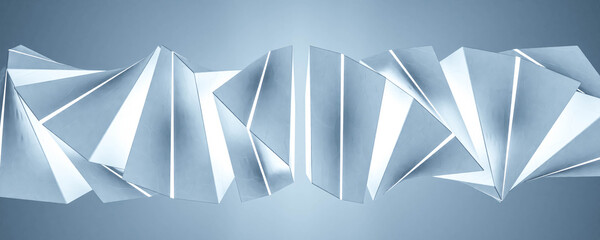 abstract blue twist geometric shape 3d render illustration