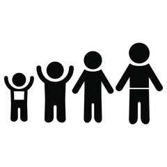 The teenage years,growth period. human icon. a sign of growth. editable colors. Eps 10