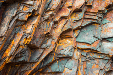 Rock layers , a colorful formation of rocks stacked over time. Interesting background a fascinating texture - 393315178