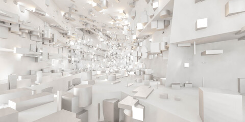 abstract white technology futuristic modern design 3d render illustration