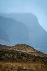 Fototapeta na wymiar Woman trekking at Glen Etive, Scotland