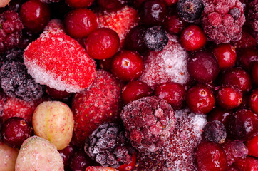 Background  mix frozen berries.