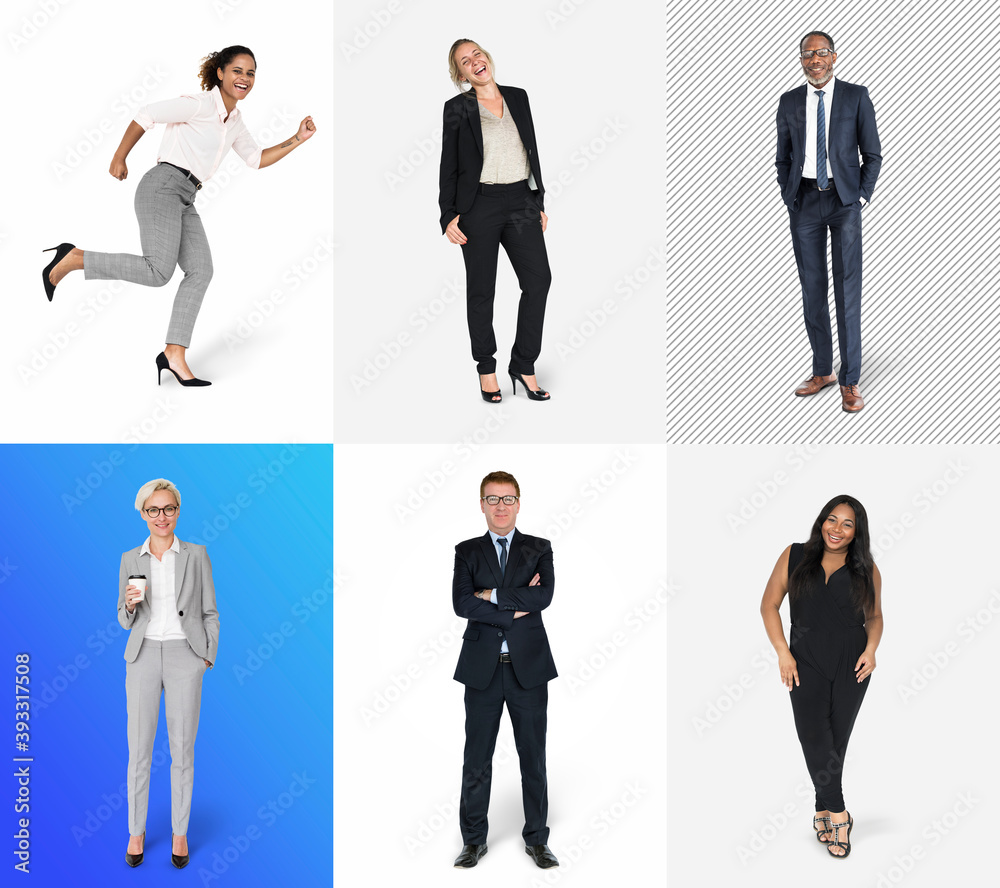 Poster Diverse business people characters set - Posters