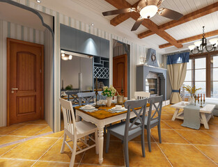  spacious dining room design next to the modern kitchen, with a beautiful dining table and greenery