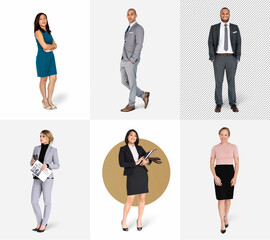 Diverse business people characters set