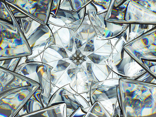 Gemstone diamond or shiny glass triangular texture kaleidoscope