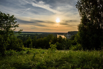 sunset over the river