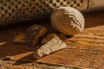 Muskatnüsse in Nahaufnahme