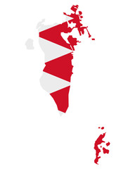 Fahne in Landkarte von Bahrain