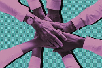 Startup diverse business teamwork stacking hands