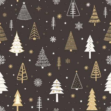 Seamless pattern with stylized Christmas trees