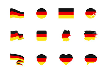 Flags of Germany - flat collection. Flags of different shaped twelve flat icons.