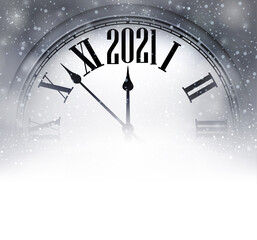 Obraz na płótnie Canvas Part of clock showing 2021 year.