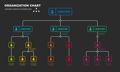 Corporate organisation chart with business people icons. Vector illustration	