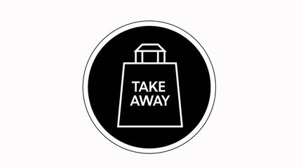 Vector Isolated Black and White Take Away Bag Icon or Sign