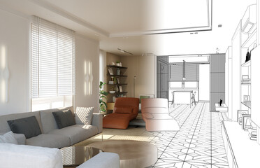 Fototapeta na wymiar modern apartment interior, 3D illustration