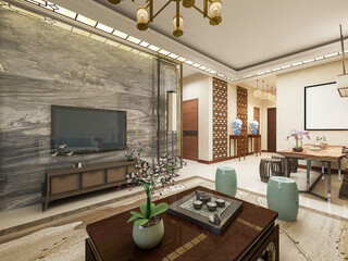 simple modern living room sofa with coffee table, with green plants on the table.