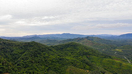  Aerial view Mountains on the way to Samet Nangshe Beautiful high places , Phang Nga, Thailand