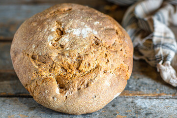 rye bread loaf black sourdough dough portion on the table serving healthy meal snack ingredient top view copy space for text food background rustic
